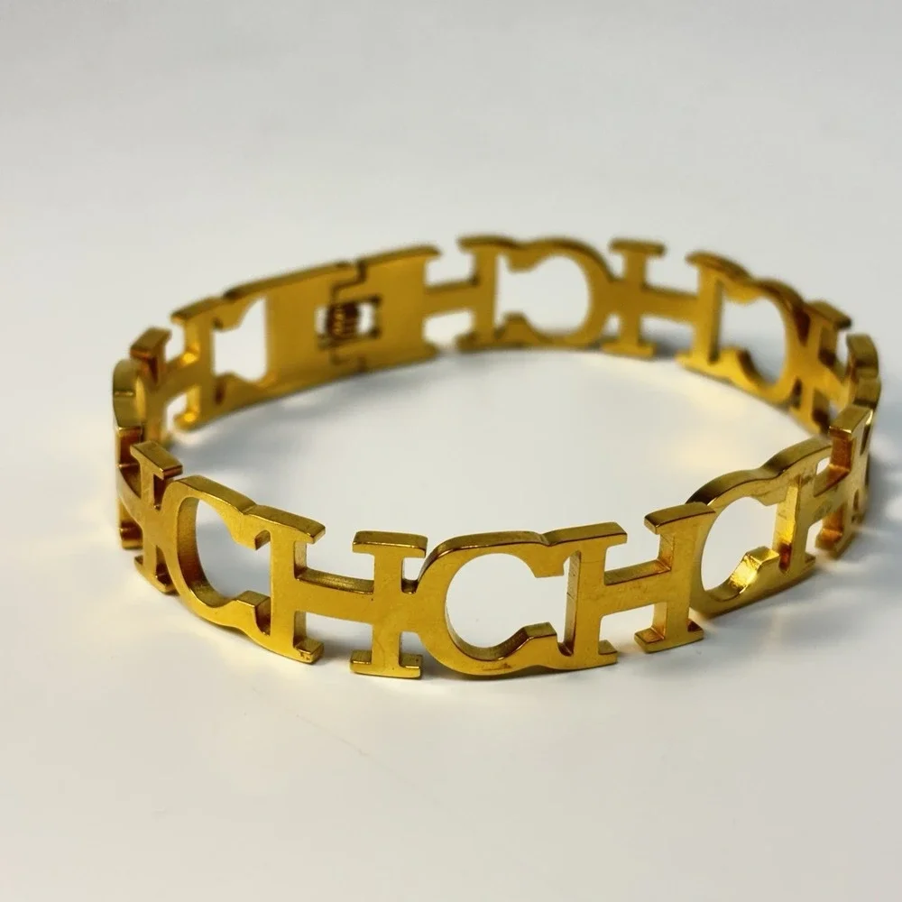 Fashion Bracelet Lot Gold Tone Lightweight Chains Hinge Clamper Glam - Picture 8 of 11